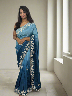 Ocean Blue Party Wear Saree