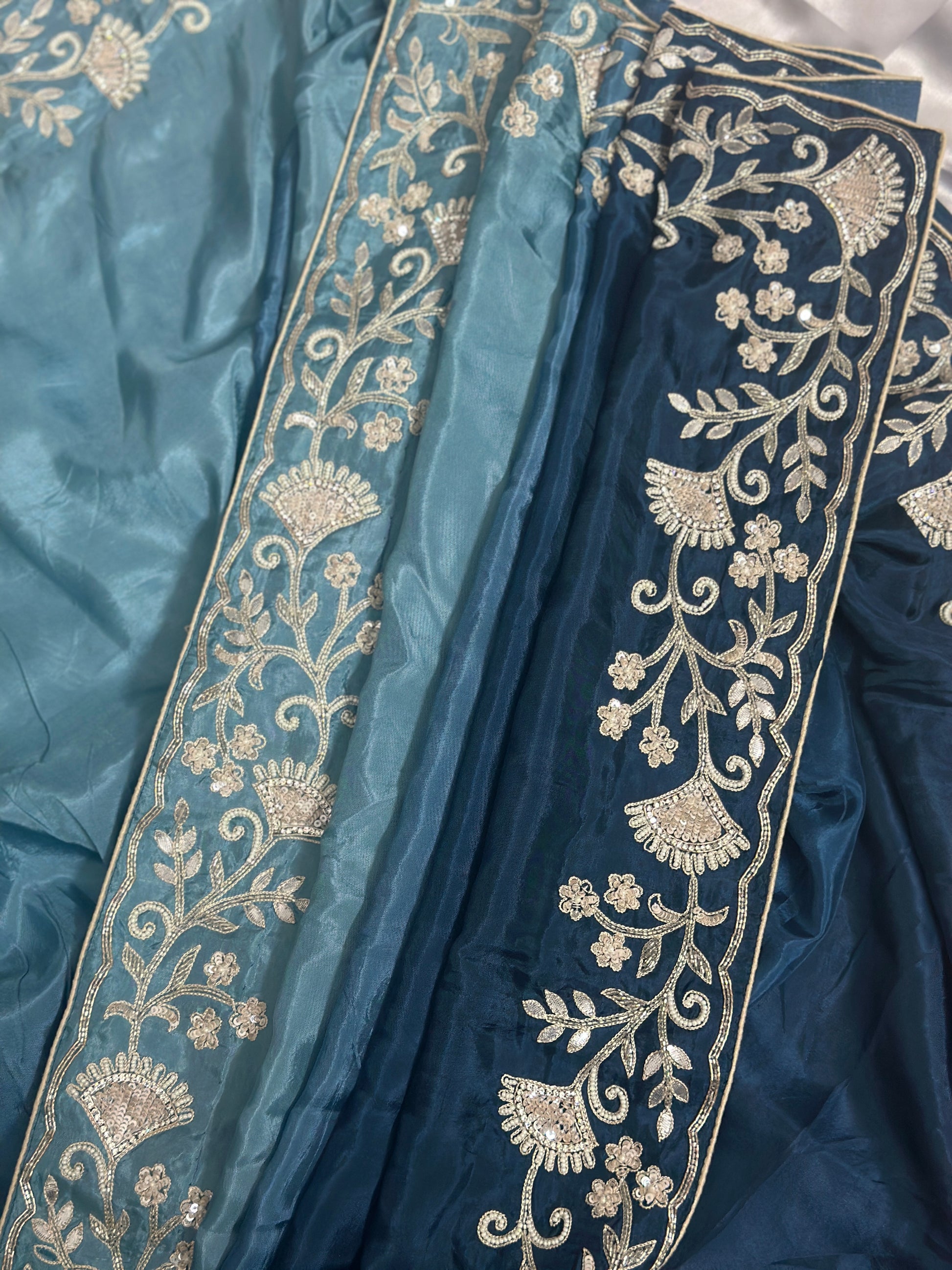 Ocean Blue Party Wear Saree