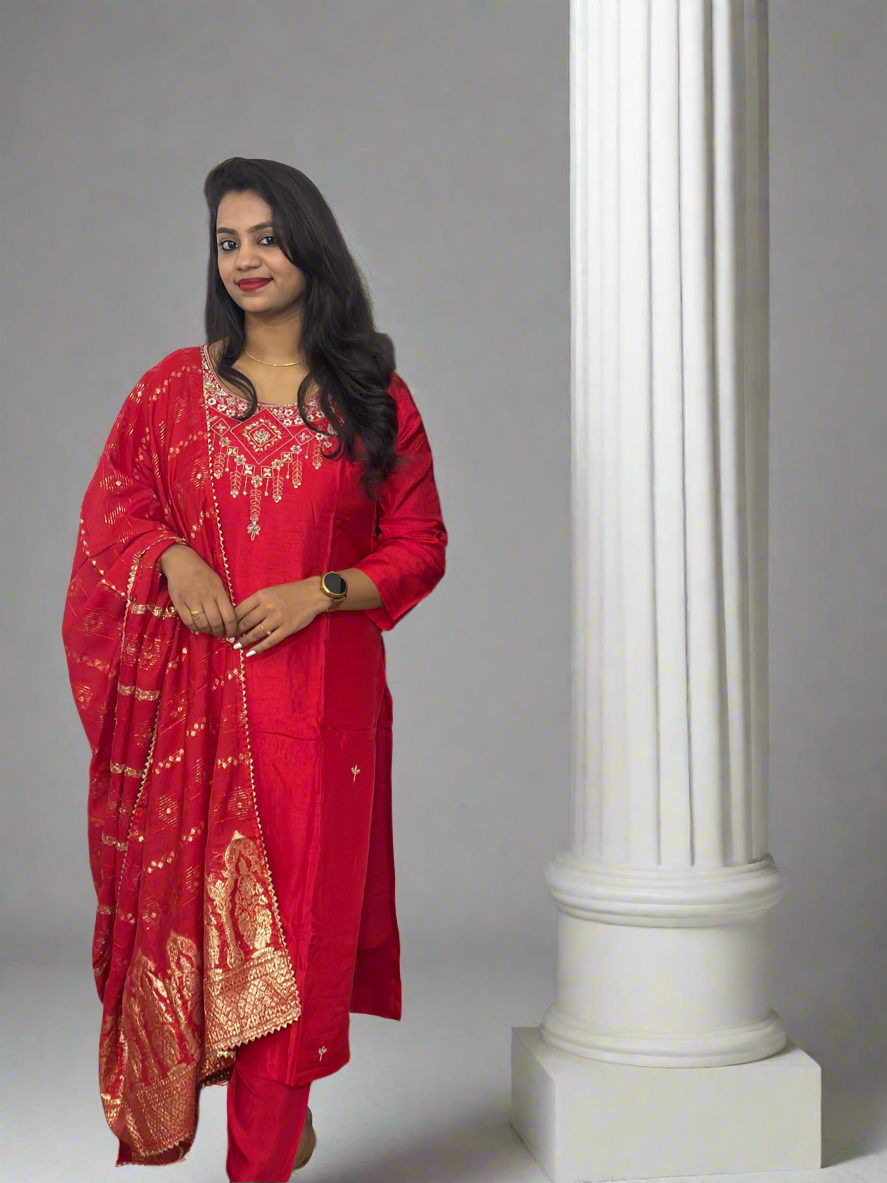 Red Kurta Set